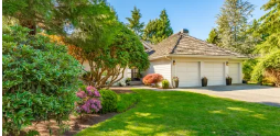 Suburban house front yard garden path landscaping